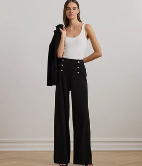 Lauren Ralph Lauren Stretch Jersey Wide-Leg Pants Black Size XS SALE $145