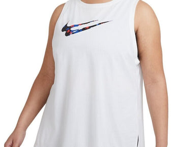 Nike Women's Dri-FIT Plus Swoosh Stars Training Tank Top White Size 2X MSRP $30