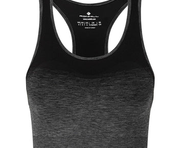 Ronhill Life Run Womens Sports Bra (Black/Grey Marl) Size M