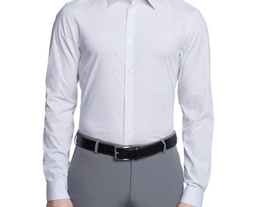 Calvin Klein Steel Plus iris multi Dress Shirt White Size 17.5x32/33 MSRP$85