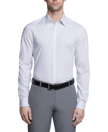 Calvin Klein Steel Plus iris multi Dress Shirt White Size 17.5x32/33 MSRP$85