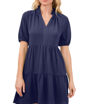 CeCe Womens V-Neck Short Mini Dress Blue Size XL