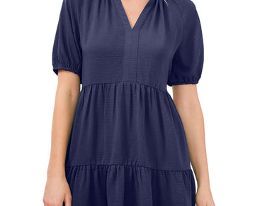 CeCe Womens V-Neck Short Mini Dress Blue Size XL