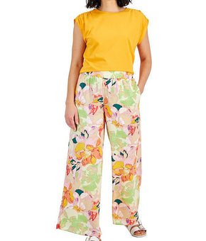 Bar III Womens Petites Floral Print Pocket Palazzo Pants Pink Size PP