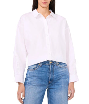 Parker Women The Amora Ruffle-Trim Button-Front Cotton Shirt White Size XXL $99