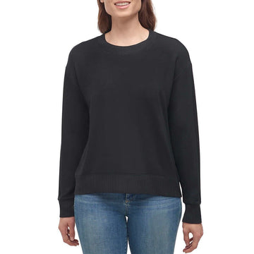 Splendid Womens Crewneck Long Sleeve Lightweight Pullover Top black Size L