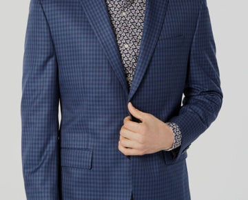 Michael Kors Mens ClassicFit Navy Plaid Check Sport Coat Size 42 Long MSRP $295
