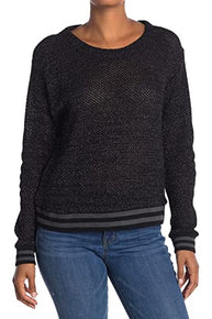 Splendid Womens Contrast Trim Loose Knit Sweatshirt Size S