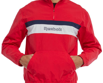 Reebok Mens Classic fit Quarter zip Sweatshirt Size L Red Grey Black
