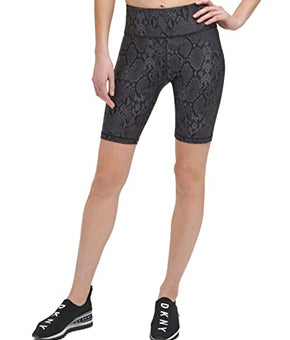 DKNY Sport Women's Snake-Embossed Bike Shorts (Black, Size XS)