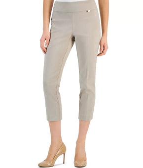INC Women Petite Tummy-Control Pull-On Capri Pants Cement Gray Size 2P