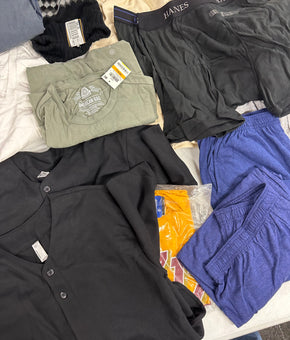 Men's Clothing Assorted Wholesale Lot, ADIDAS, BLOOMINGDALES, BLOCK HEADWEAR, HANES, ALFANI and more, 20 items, Shelf Pulls, MSRP $598