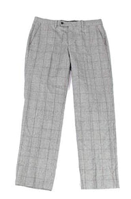 LAUREN RALPH LAUREN Mens Plaid 100% Wool Pants B/W Size 34/30 Gray
