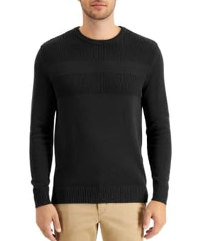 Club Room Textured Cotton Crewneck Sweater Deep Black Size L