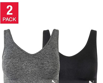 PUMA Seamless Sports Bra Womens black-gray 2-pack Size S