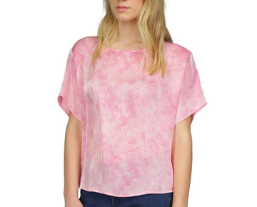 Michael Kors Women's Petal-Print Dolman-Sleeve Top Pink Size XL MSRP $110