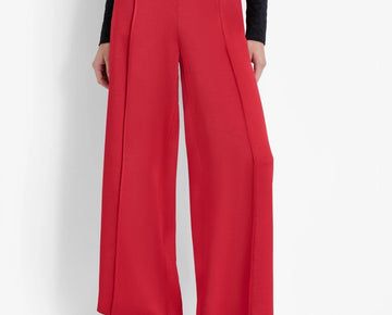 DKNY Women's High-Rise Wide-Leg Pintuck Pants Red Size 16 MSRP $99