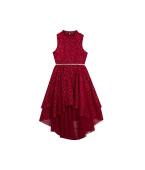 Rare Editions Big Girls Glitter Dot Mesh Tie Burgundy Red Size 16 MSRP $84