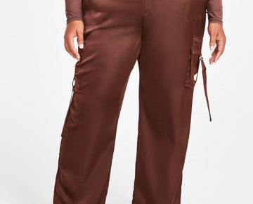 Nina Parker Trendy Plus Size 22W Straight-Leg Cargo Pants Brown MSRP $99