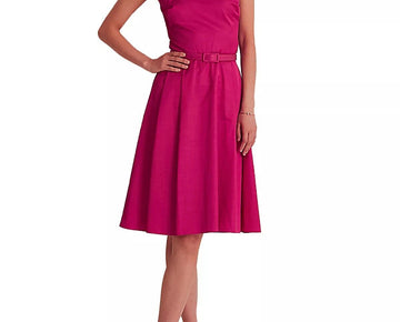 LAUREN RALPH LAUREN Belted Sleeveless Cocktail Dress Pink Size 12 MSRP $265