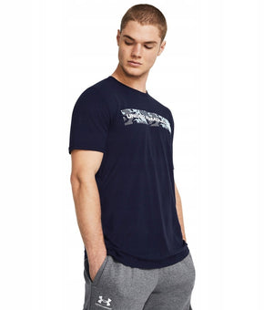 Under Armour Men's Camo Panel Logo Graphic T-Shirt Navy Blue Size L MSRP $25