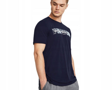 Under Armour Men's Camo Panel Logo Graphic T-Shirt Navy Blue Size L MSRP $25