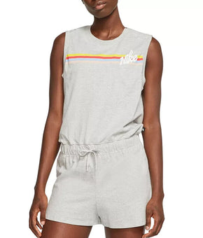 NIKE Women's Cotton Striped Romper Gray Size S MSRP $65