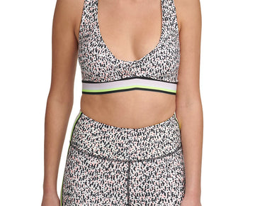 DKNY Sport Printed Low-Impact Sports Bra White Size XS MSRP $45