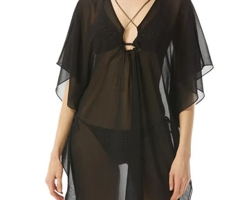 MICHAEL KORS Women's Chain-Neck Caftan Cover-Up Black Size XS/S MSRP $130