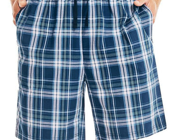 Nautica Men's Classic Fit Plaid Cotton Sleep Shorts Blue Size S
