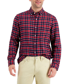 Club Room Men Regular-Fit Check Flannel Button Shirt Red Blue Size 2XL MSRP $40