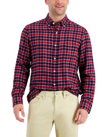 Club Room Mens Regular-Fit Check Flannel Button Shirt Red Navy Size XXL MSRP $40