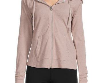 Calvin Klein Performance Ruched-Sleeve Zip Hoodie Pink EVEN SAND Size 3X MSRP$59
