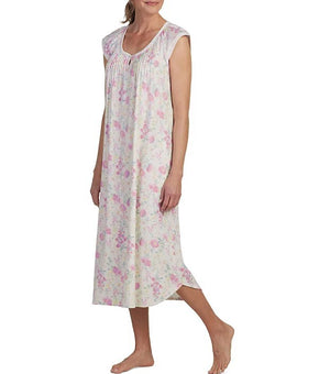 Miss Elaine Women's Sleeveless Floral Nightgown Dress Yellow Size L MSRP $72
