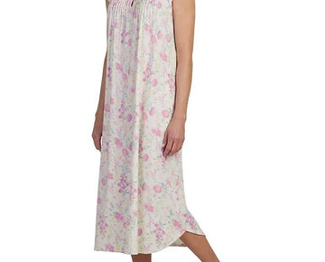 Miss Elaine Women's Sleeveless Floral Nightgown Dress Yellow Size L MSRP $72