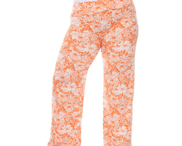 White Mark Women's Plus Size 1X Floral Paisley Palazzo Pants Orange