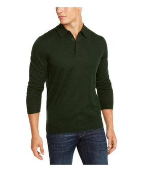 Club Room Mens Merino Wool Blend Polo Pullover Sweater Size XL Green