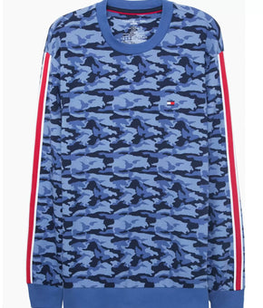 Tommy Hilfiger Men's Camo Lounge Long-Sleeve Pajama Top Blue Size M MSRP $70