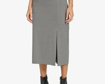 Calvin Klein Petite Faux-Leather-Trim Midi Pencil Skirt Black Size 12P MSRP $109