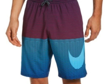 Nike Men's Horizon Stripe Vital Volley Swim Shorts Black Size L MSRP $64