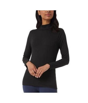 32 Degrees Heat Shirt Womens Size L Black Mock Neck Long Sleeve Thermal Stretch