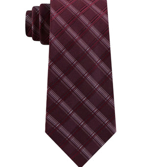 Kenneth Cole Reaction Men's Adam Slim Check Tie Dark Red OS