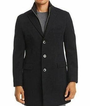 Dylan Gray Wool Blend Overcoat Mens Size L Navy Blue Removable Bib $698