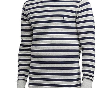 Polo Ralph Lauren Striped Waffle-Knit Lounge Tee Gray Navy Size S MSRP $45