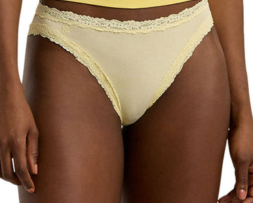 Lauren Ralph Lauren Cotton Lace Bikini Brief Underwear 4L0076, Size XL Yellow