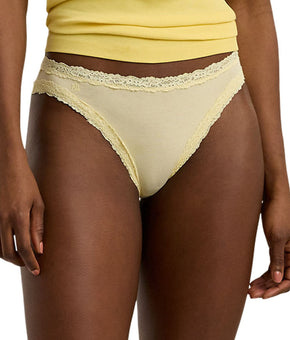 Lauren Ralph Lauren Lace Jersey Bikini Brief Underwear 4L0076 Yellow Size S