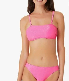California Waves Womens Juniors Metallic Bandea Bikini Swim top ONLY Pink Size L
