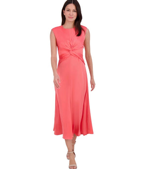 Vince Camuto Twist-Front Extended-Cap-Sleeve Dress Flamingo Orange Size 10 $188