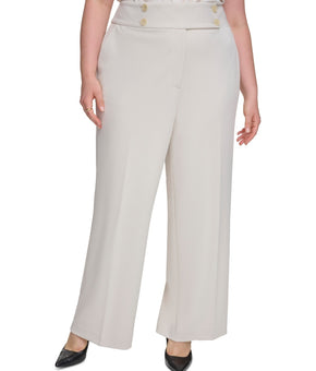 Calvin Klein Plus Size 18W Scuba-Crepe Wide-Leg Pants Beige MSRP $109