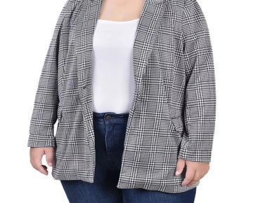 NY Collection Plus Size 3X Long Sleeve Ponte Jacket Black